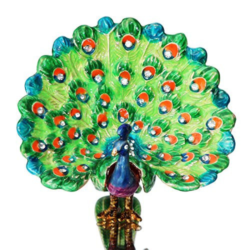 Waltz F Trinket Box Hinged Hand-Painted The Peacock Spreads its Tail Figurine Collectible Ring Holder Waltz F Trinket Box Hinged Hand-Painted The Peacock Spreads its Tail Figurine Collectible Ring Holder