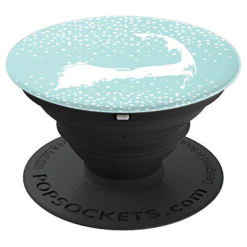 Cute Hometown Cape Cod MA Map Silhouette - Mint Polka Dot PopSockets Grip and Stand for Phones and Tablets