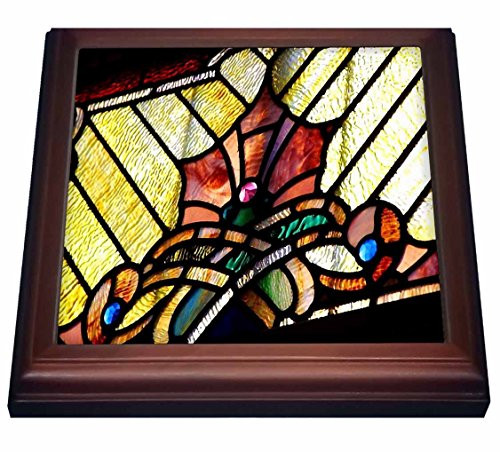 3dRose trv_50168_1 Abstract Stained Glass Art Trivet with Ceramic Tile, 8 by 8", Brown 3dRose trv_50168_1 Abstract Stained Glass Art Trivet with Ceramic Tile, 8 by 8", Brown