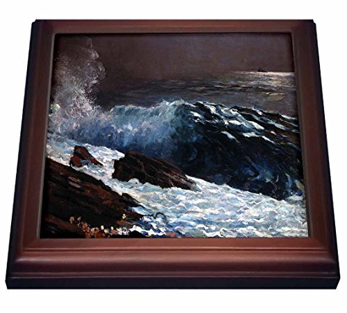 3dRose trv_196338_1 Print of Vintage Winslow Homer Painting Sunlight on The Coast Trivet with Ceramic Tile, 8 by 8", Brown