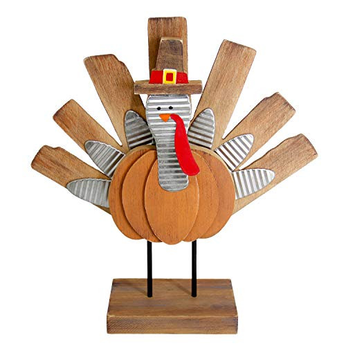 Zcaukya Thanksgiving Turkey Decoration  Wooden Indoor Standing Tabletop Turkey Decor for Home Office Bedroom Kitchen Thanksgiving Harvest Day Decorations