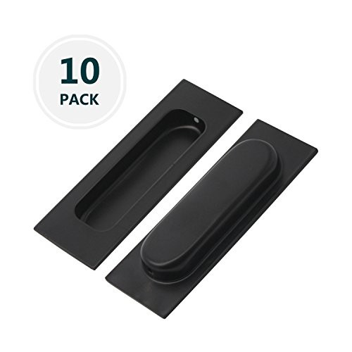 10 Pack Black Interior/Closet Doors Pulls Flush Drawer Door Handles Recessed Sliding Pulls Rectangular 304 Stainless Steel, Dresser Drawer Rectangle Handles 4.72" X 1.57"