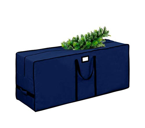Christmas Tree Storage Bag assembled Holiday Tree Waterproof Christmas Tree Storage  Fits Up to 7-5 ft Tall Artificial Disassembled Trees  Extra Large Heavy Duty Storage Container with Handles   Navy  47 x15 x20