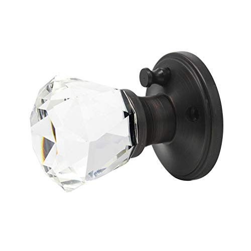 Probrico Crystal Door Knobs Interior Oil Rubbed Bronze,Privacy Function for Bed and Bath,Crystal Door Knobs with Lock