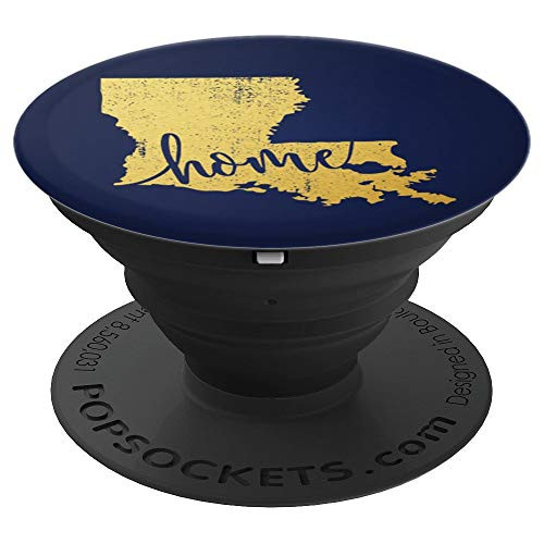 Louisiana LA Home State Pride Navy Map Outline PopSockets Grip and Stand for Phones and Tablets