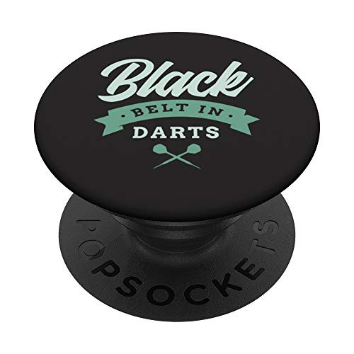 Black Belt in Darts Dartboard Dart Player PopSockets Grip and Stand for Phones and Tablets