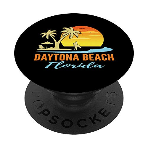 Daytona Beach Florida Retro Surfing Sunset PopSockets Grip and Stand for Phones and Tablets