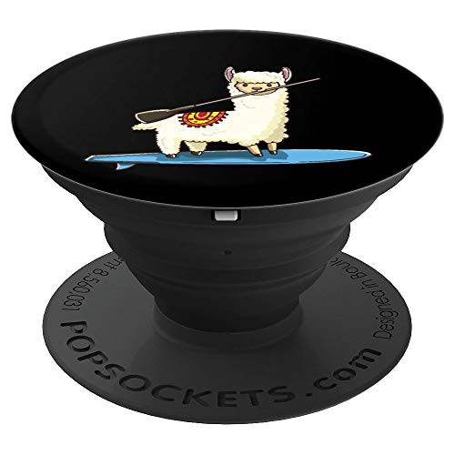 Funny Paddleboarding Llama Paddle Board Stand Up Paddleboard PopSockets Grip and Stand for Phones and Tablets