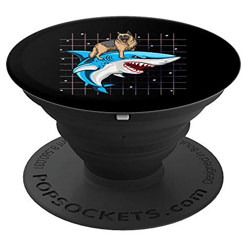 German Shepherd Riding Shark Space Galaxy PopSockets Grip and Stand for Phones and Tablets