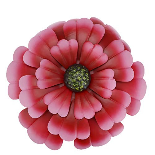 Metal Wall Flowers Decorations Hanging Rustic Metal Flower for Wall  Pink Flower Art Wall Decor Metal for Home Bedroom Living Room Office Garden  Metal Fake Flowers Red