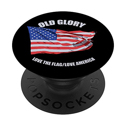 American Flag on Jet Black Background PopSockets Grip and Stand for Phones and Tablets