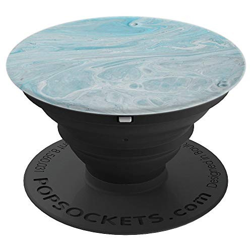 Sea Blue and Grey Abstract Paint Swirl PopSockets Grip and Stand for Phones and Tablets