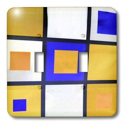 3dRose lsp_34750_2 Blue and Yellow Squares Double Toggle Switch