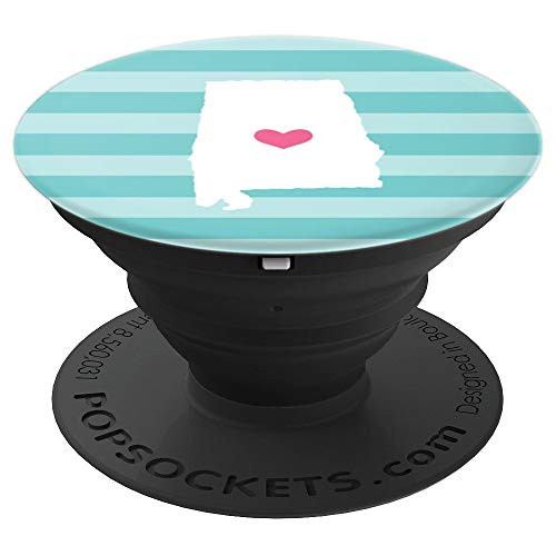 Alabama Heart - Cute Pink Aqua Home State Map PopSockets Grip and Stand for Phones and Tablets Alabama Heart - Cute Pink Aqua Home State Map PopSockets Grip and Stand for Phones and Tablets