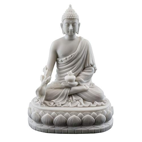 Top Collection 5.5" H 4" W Medicine Buddha Statue in White Marble Finish- Buddha of Healing Sculpture Top Collection 5.5" H 4" W Medicine Buddha Statue in White Marble Finish- Buddha of Healing Sculpture