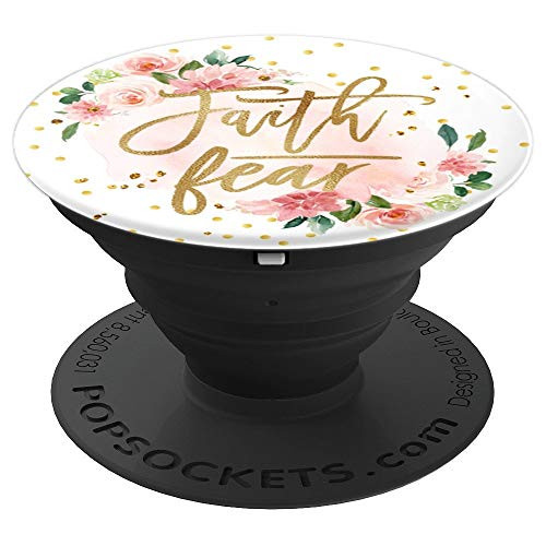 Faith Over Fear Psalm 118 6 Pink Floral Bible Verse Gift PopSockets Grip and Stand for Phones and Tablets