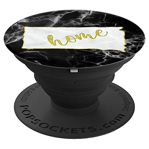 South Dakota Home State White   Black Gift  USA South Dakota PopSockets Grip and Stand for Phones and Tablets