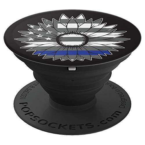 sunflower thin blue line  thin blue line  back the blue flag PopSockets Grip and Stand for Phones and Tablets
