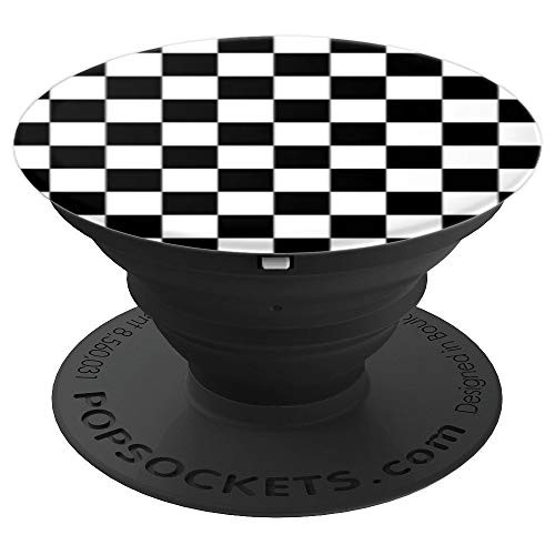 checkered black and white pattern -checker board PopSockets Grip and Stand for Phones and Tablets