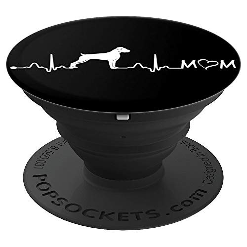 Heartbeat EKG Boxer Uncropped Ears Dog Mom Lover Black PopSockets Grip and Stand for Phones and Tablets