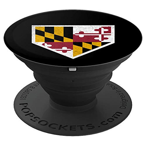 Vintage Baseball Home Plate With Maryland State Flag PopSockets Grip and Stand for Phones and Tablets