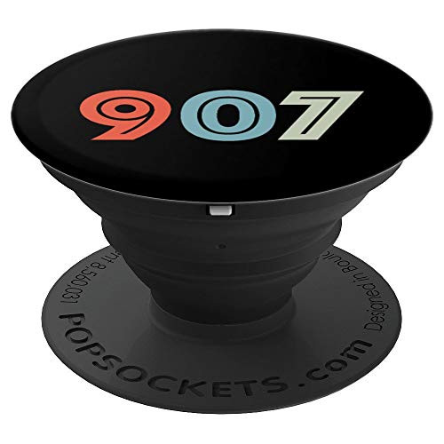 907 Area Code Retro Alaska Anchorage PopSockets Grip and Stand for Phones and Tablets