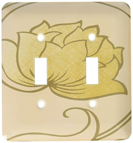 3dRose LLC lsp_108999_2 Big N Bold Yellow N Tan Art Deco Flower Design Double Toggle Switch