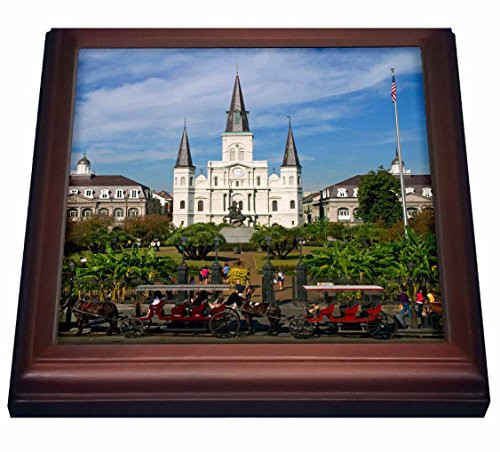 3dRose trv_90466_1 St. Louis Cathedral, New Orleans, Louisiana US19 DFR0091 David R. Frazier Trivet with Ceramic Tile, 8 by 8", Brown