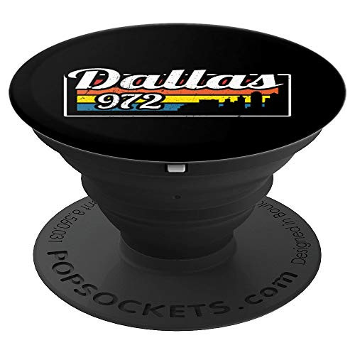 Vintage Dallas Skyline Area Code 972 Texas Retro Gift PopSockets Grip and Stand for Phones and Tablets