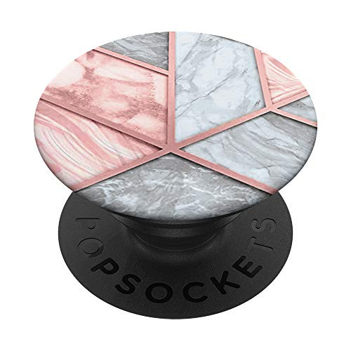 Rose-Pink Marbled-Design with Cosmo Grey PopSockets PopGrip  Swappable Grip for Phones   Tablets