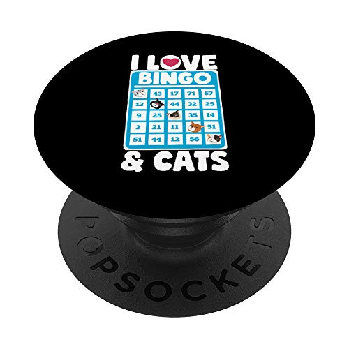 I Love Bingo And Cats Lucky Board Games Lover Gift PopSockets Grip and Stand for Phones and Tablets