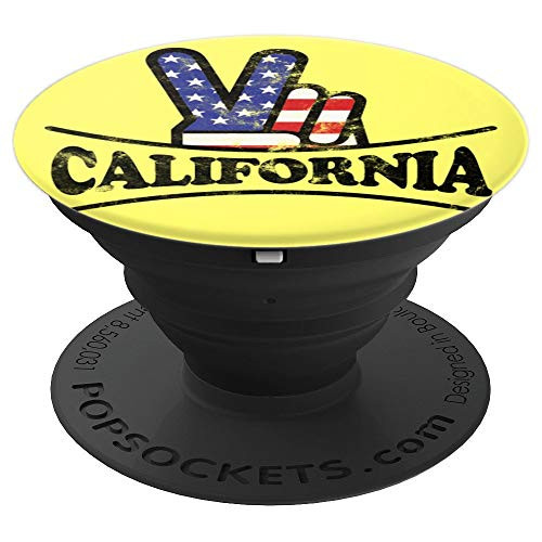 California Home State Retro Vintage 70s 80s Style PopSockets Grip and Stand for Phones and Tablets