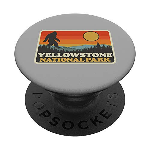 Vintage Yellowstone National Park Bigfoot Sunset Hiking PopSockets Grip and Stand for Phones and Tablets