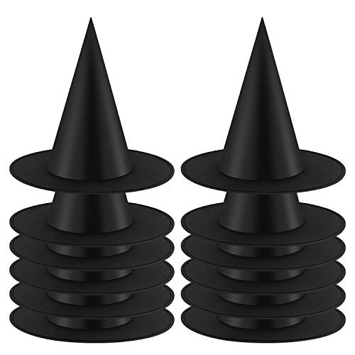 KSPOWWIN 12PCS Halloween Witch Hats Witch Costume Accessory  Black Witch Hat for Halloween Party Decoration