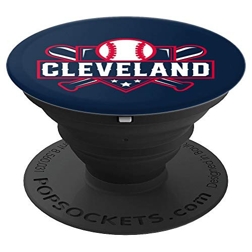 Cleveland Baseball Home Plate Crossed Bats PopSockets Grip and Stand for Phones and Tablets