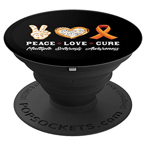 Peace Love cure multiple sclerosis awareness men women Kids PopSockets Grip and Stand for Phones and Tablets