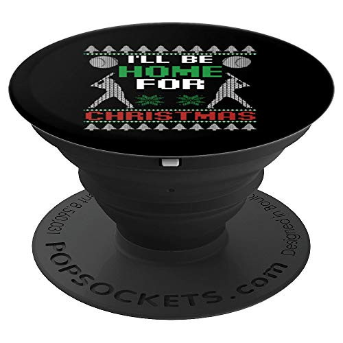 I ll Be Home for Christmas Softball Baseball Player Coach PopSockets Grip and Stand for Phones and Tablets