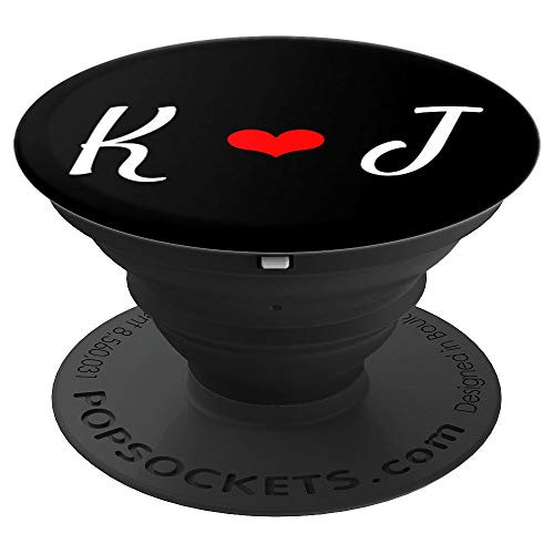 Matching Initial K   J Heart Letter Alphabet Monogram PopSockets Grip and Stand for Phones and Tablets