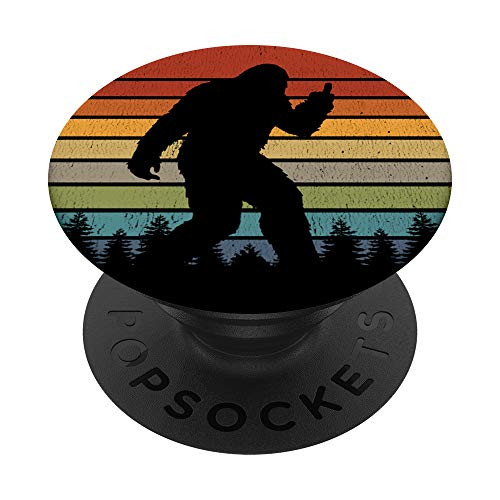Retro Bigfoot Middle Finger Silhouette Sasquatch Sunset PopSockets Grip and Stand for Phones and Tablets