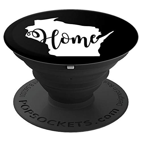 Wisconsin Home State Outline Sript Letters PopSockets Grip and Stand for Phones and Tablets