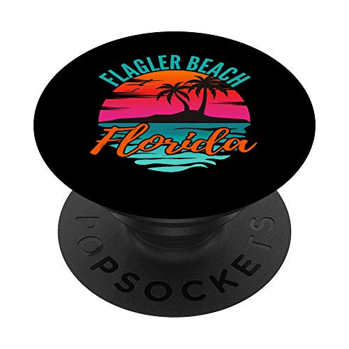 Flagler Beach Florida Palm Tree Island Pink Sunset PopSockets Grip and Stand for Phones and Tablets