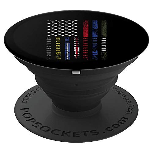 First Responder Hero Flag Nurse EMS Police Fire Gifts Men PopSockets Grip and Stand for Phones and Tablets