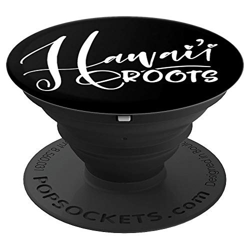 Hawaii State Home Love Pride Roots White Script Gift PopSockets Grip and Stand for Phones and Tablets