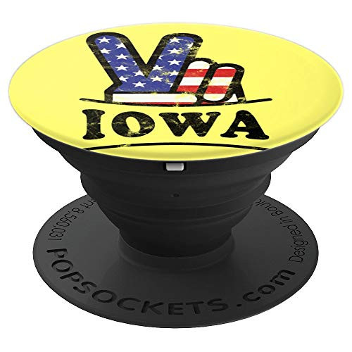 Iowa Home State Retro Vintage 70s 80s Style PopSockets Grip and Stand for Phones and Tablets