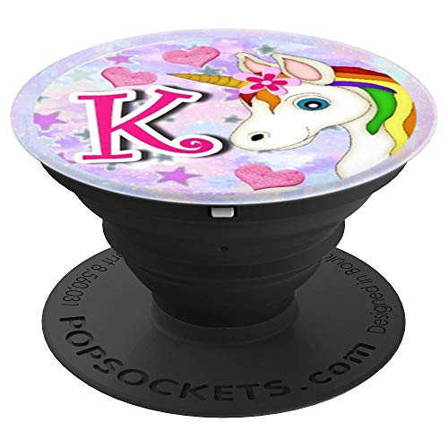 Unicorn Monogram Pop Socket - Letter K Popsocket - Pink PopSockets Grip and Stand for Phones and Tablets
