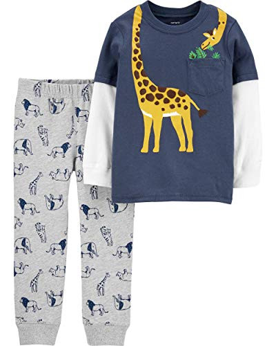 Carter s Boy s 2-Piece Tee and Pants Set Blue Giraffe  3 Months