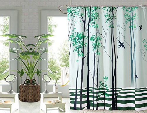Dolii Polyester Shower Curtain Art Digital Print Nature Style Bathroom Decor Set with Plastic Hook (Grove,72"x78")