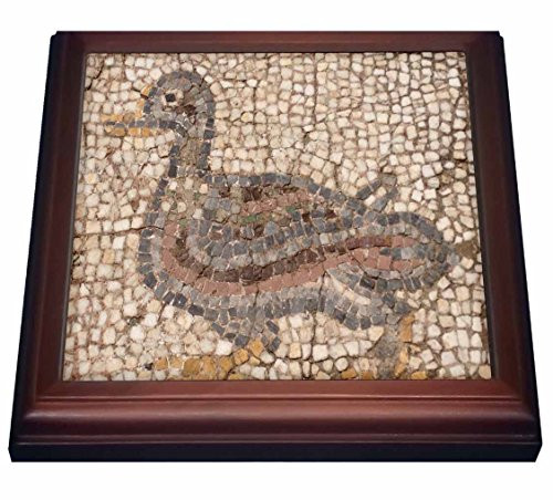 3dRose trv_51702_1 Roman Mosaic-ephesus, roman ruins, ruins, turkey, mosaic, arts and crafts, duck mosaic-Trivet with Ceramic Tile, 8" x 8", Brown