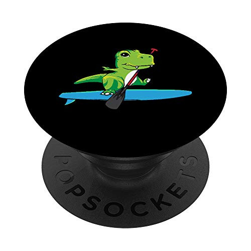 Funny Paddleboarding Dinosaur Trex Gift Stand Up Paddleboard PopSockets Grip and Stand for Phones and Tablets