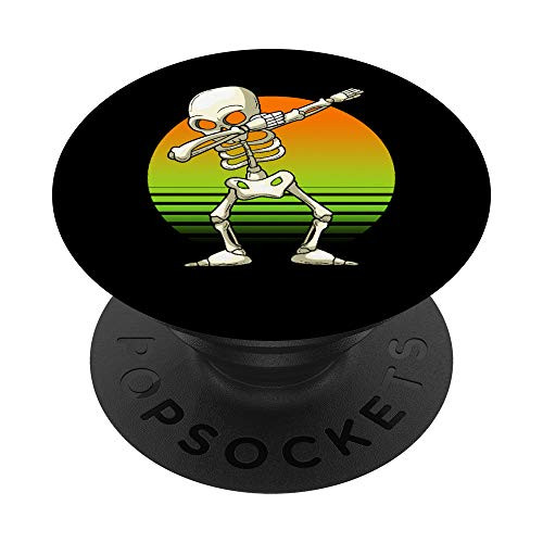 Dabbing Skeleton Retro Sunset Vintage Halloween Boys Monster PopSockets Grip and Stand for Phones and Tablets